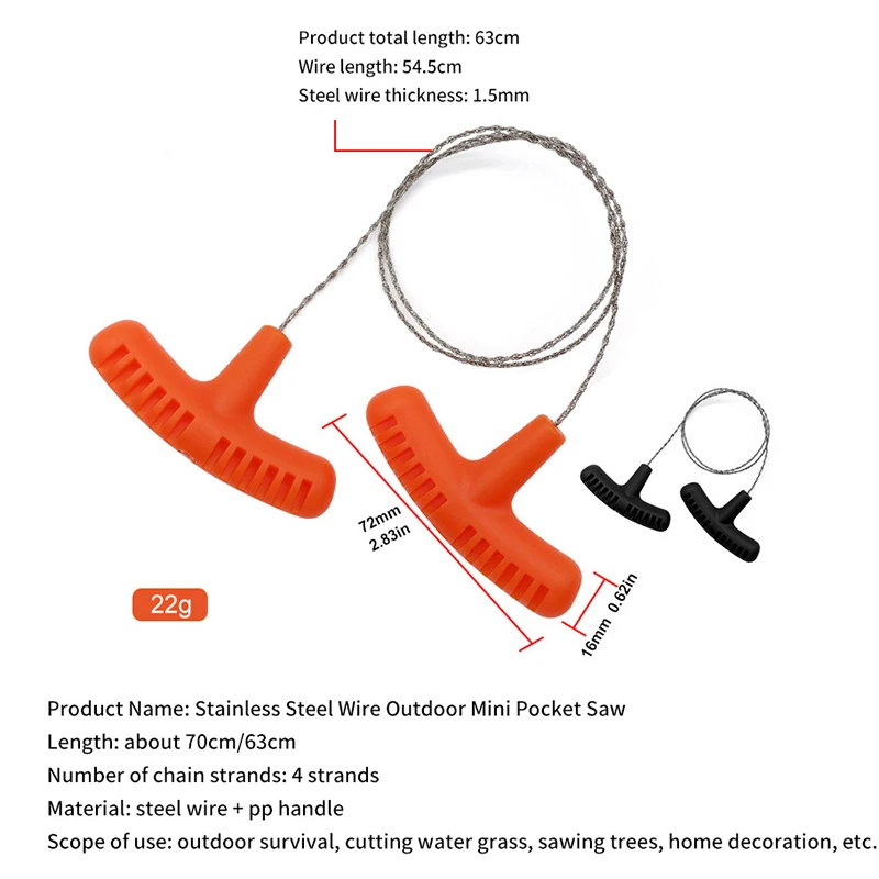 Ręczna piła łańcuchowa z lin stalowych Praktyczny przenośny sprzęt ratunkowy Zestawy z drutu stalowego Narzędzia podróżne Outdoor Camping Piesze wycieczki