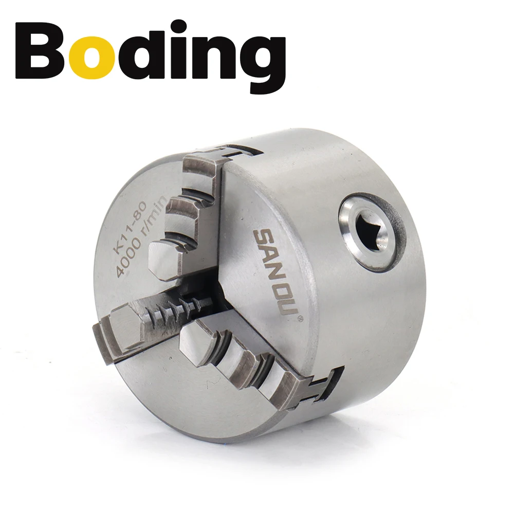 BODING 1Set K11 80mm 3Inch 3-Jaw Manual Lathe Chuck Self-Centering Chucks SANOU K11-80 Lathe Chuck With Turning Machine Tools