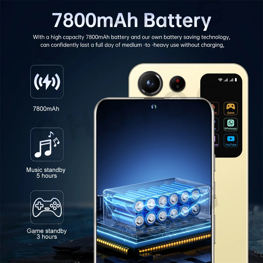 الهواتف المحمولة الجديدة S + 25 Ultra Original 7.3HD الهاتف الذكي 4G 5G ثنائي الشريحة هاتف محمول 7800mAh أندرويد 14 الإصدار العالمي الهواتف المحمولة