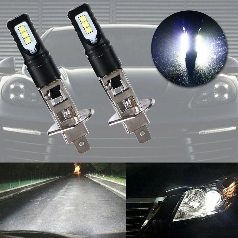 4X H1 6000K Super Bright White 6000LM DRL LED Headlight Bulb Kit High-Beam