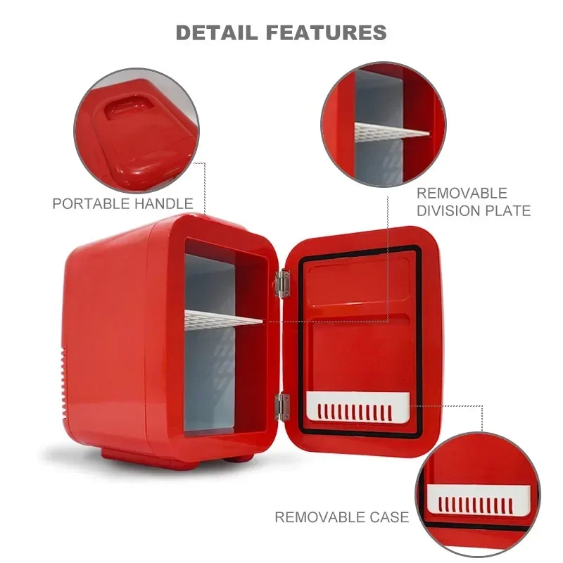 حار Sales4l المحمولة رائجة البيع الوردي لطيف 12 فولت 100 فولت 240 فولت سيارة والمنزل استخدام علب الثلاجة الصغيرة مستحضرات التجميل ثلاجة صغيرة