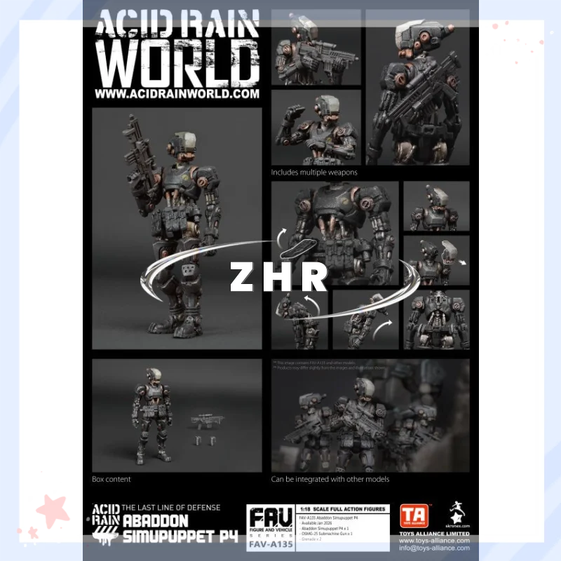حوض المطر الحمضي FAV-A135 Abaddon Simupuppet P4 FAV-A136 Abaddon Reborn جندي FAV-A137 Abaddon الخالد المنقولة الجندي الشكل
