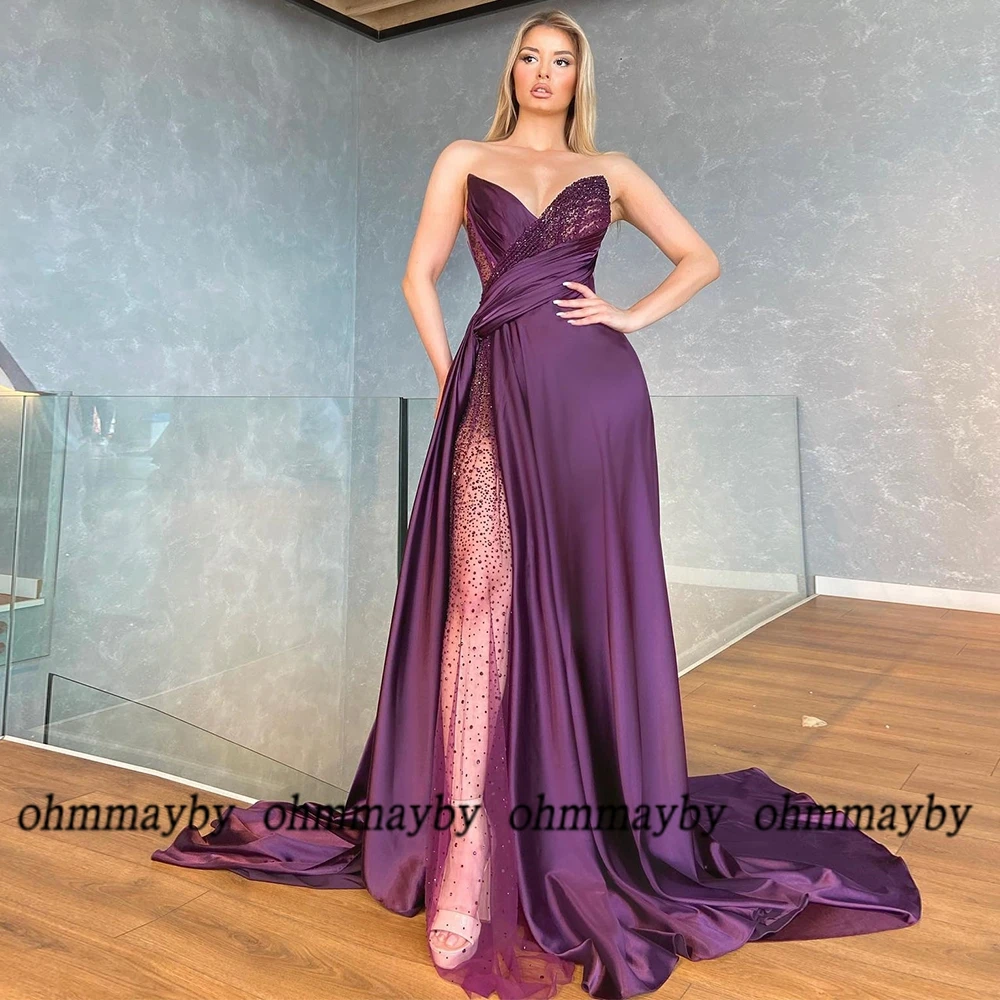 Korsett Spaghetti Strap Schwarz Falte Hohe Schlitz Asymmetrische Prom Kleider Benutzerdefinierte Perlen Pailletten Frauen Kleid Vestidos De Fiesta Neue – Detail 3