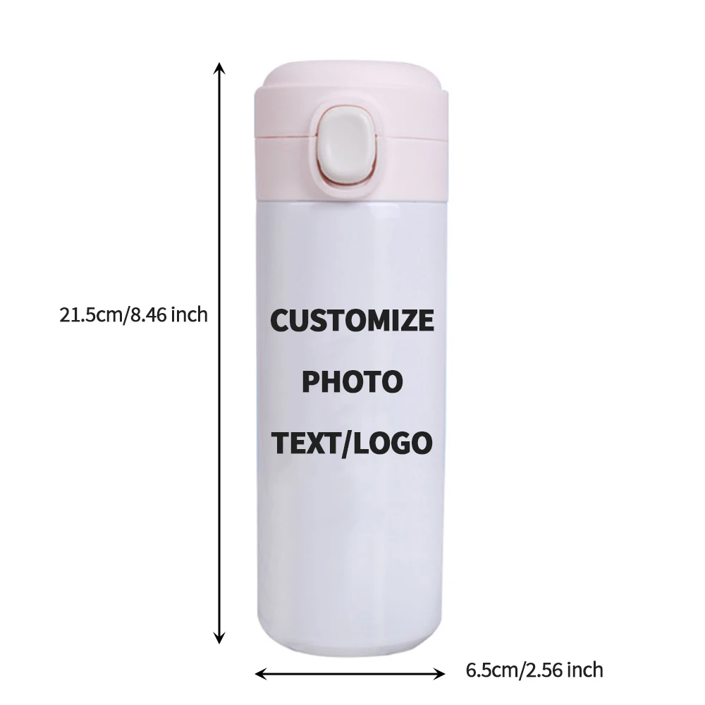 1Pc Custom Stainless Steel Cup 18OZ/500ml Vacuum Insulated Thermos Thermal Water Bottle Personalized Your Text Photo LOGO