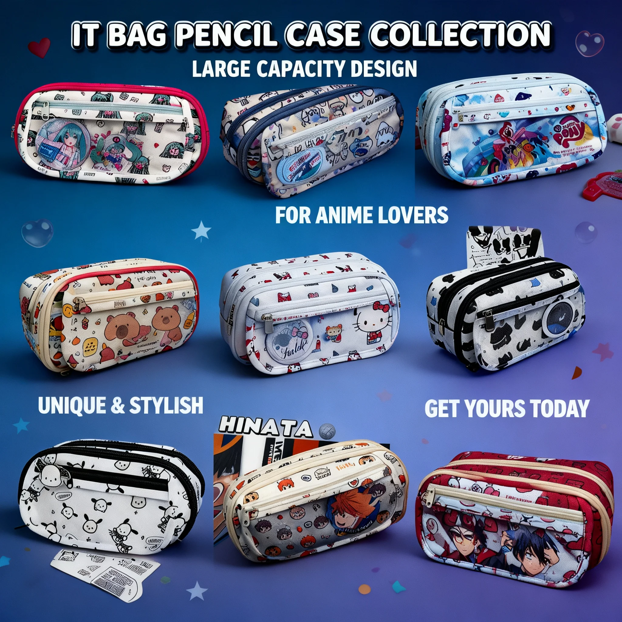 Large Capacity Anime Hatsune Miku Cosplay Multi Layer Pencil Case Makeup Bag Organizer Storage Student Stationery