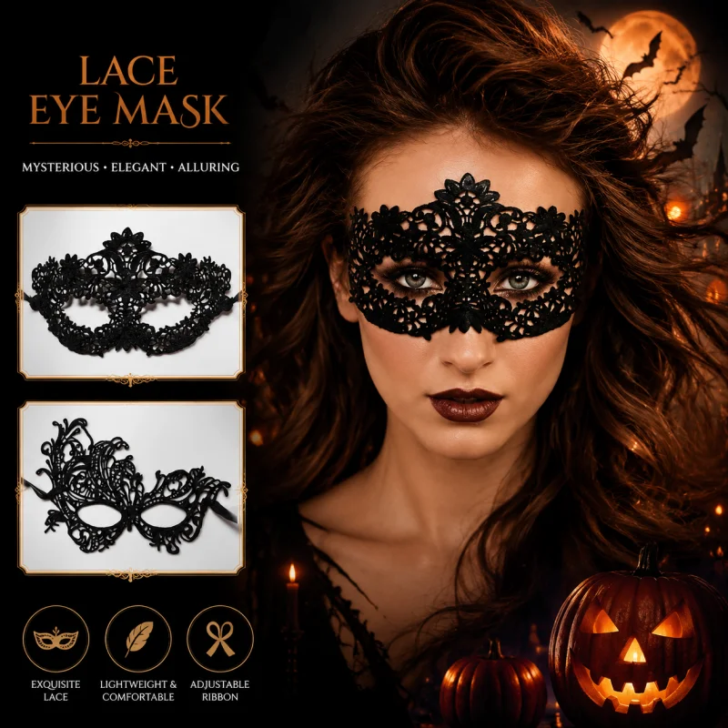 Women Gothic Lace Mask Cosplay Halloween Party Carnival Sexy Lady Costumes Half Face Animal Role Playing Masques For Girls