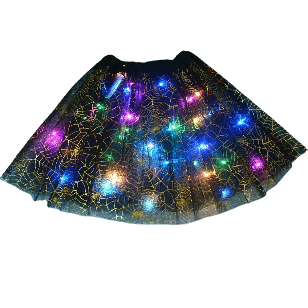 Glow Women Adult Kids Children Tutu Mesh Spider Spiderweb Cobweb Skirts Gift Fancy Dress  Costume Bat Cloak Party Halloween - view 5