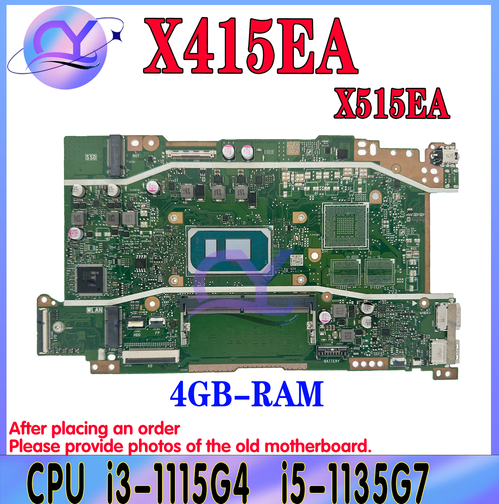 

KEFU X415EA Материнская плата для ноутбука ASUS Vivo Book X515 X415 X515EA с i3-1115G4 i5-1135G7 4 ГБ ОЗУ UMA 100% тест в порядке