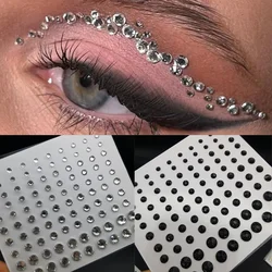 3D Pearl Crystal Face Makeup Jewels Sticker Fashion Temporary Tattoo Diamond Eyeliner Eyeshadow Halloween Eye Rhinestone Makeup