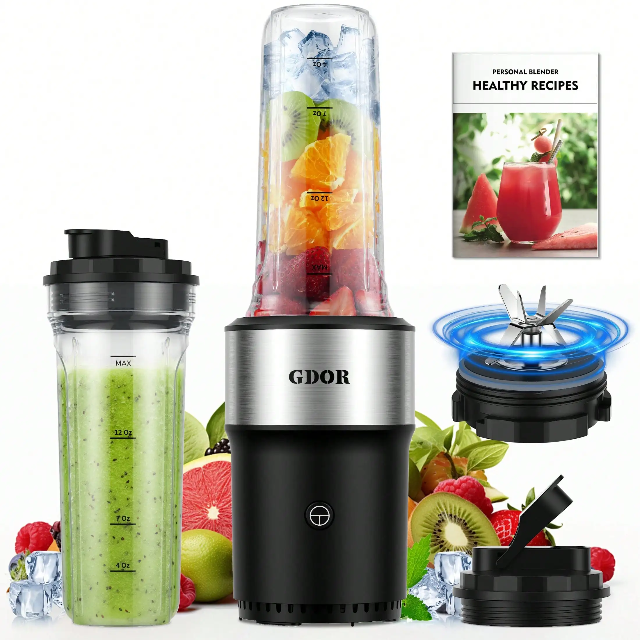 Blender, 900W Personal Blender With 2 * 24Oz To-Go Cups For Smoothies Milkshakes,And Juices,Healthy Recipe,Black.