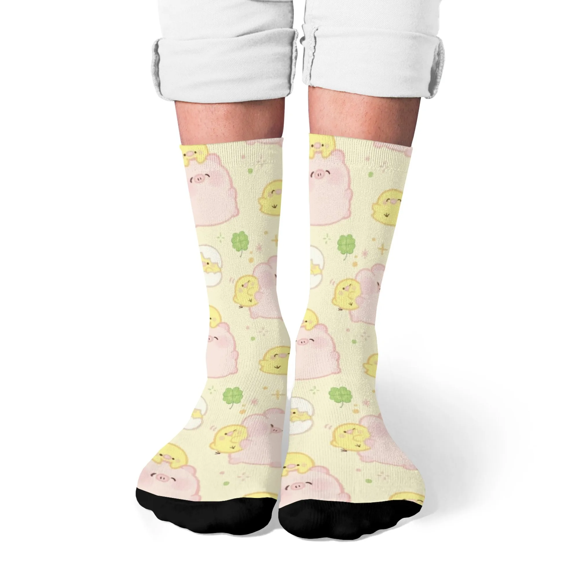 Verspielte kleine Schweine und Küken Herrensocken Neuheit Lustige Kompressionssocken Weiche, bequeme, warme, rutschfeste Sportsocken Geschenk