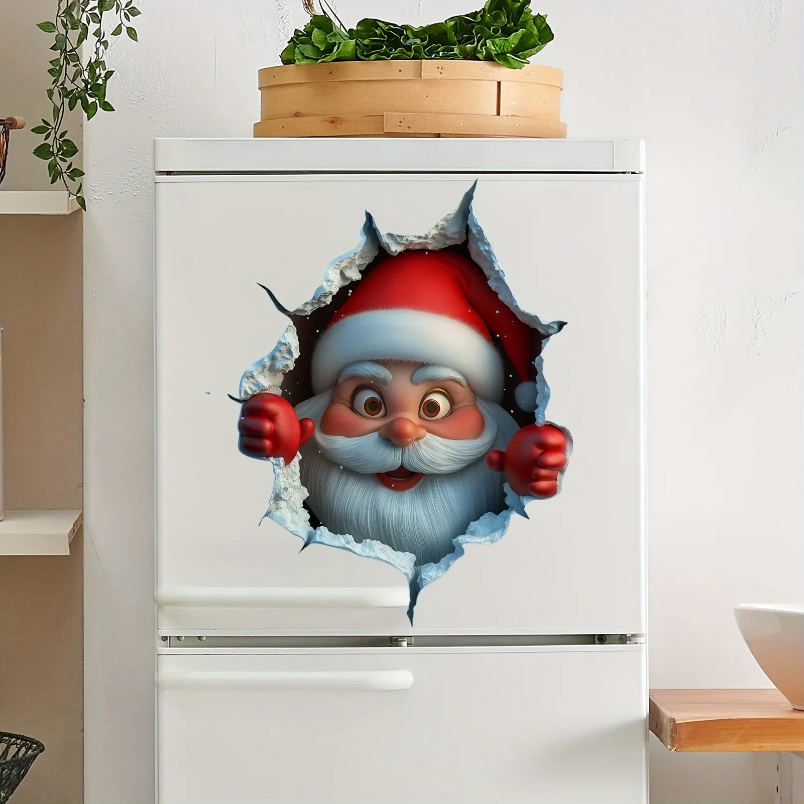 3D-Wandaufkleber „Rentier Break-Through“, Weihnachts-Wandaufkleber aus Vinyl, abnehmbare Weihnachtsdekoration für Haus- und Wohnräume – Detail 8