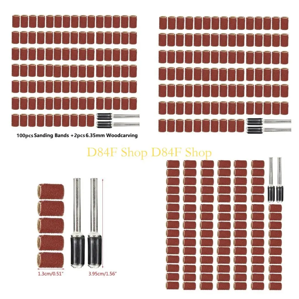 D84F 102Pcs Sanding Drum Set for Drum Sander Include Sanding Drums with Mandrels