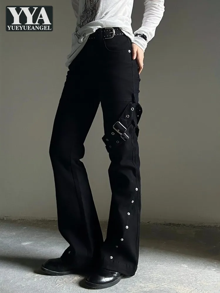 New Mens Black Cargo Slightly Flared Pants Spring Summer Sweatpants Outside Casual Male Trousers Mid High Waist Straight Pants