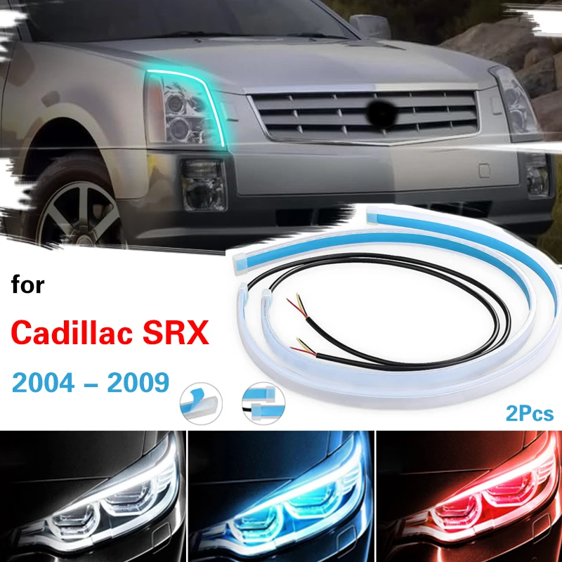 

Car LED DRL Ultra-thin For Cadillac SRX 2004-2009 Daytime Running Lights Flexible Waterproof Auto Turn Signal Yellow Side Light