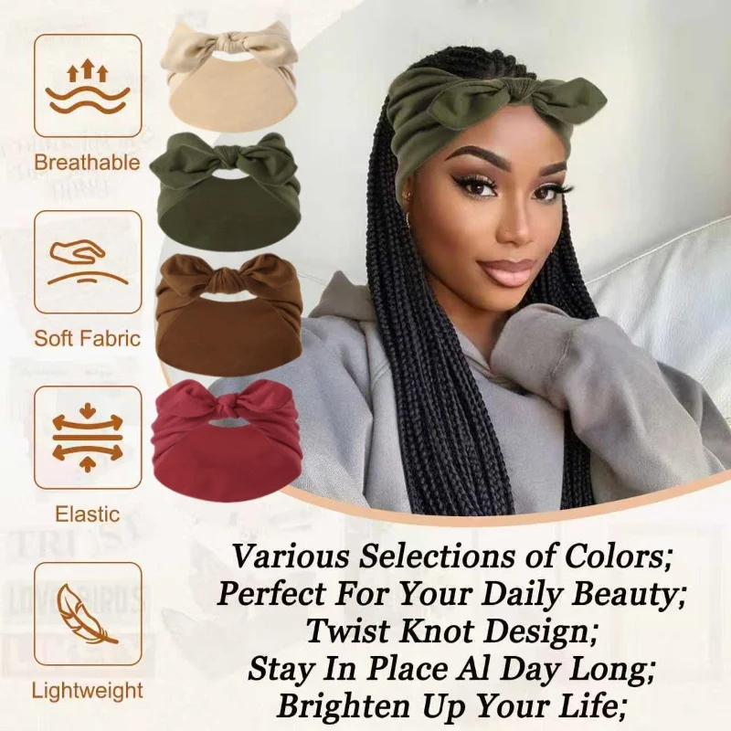 

New Knot Rabbit Solid Color Elastic Ears Butterfly Knot Hair Strap Stretchy Knit Fabric With Ariel Sports & Casual Wear Fashion