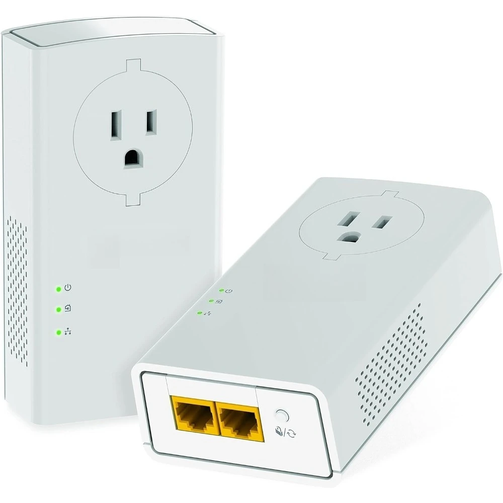 

Powerline Adapter Kit 2000 Mbps High Speed Ethernet Over Electrical Wiring with 2 Ports and Passthrough Outlet