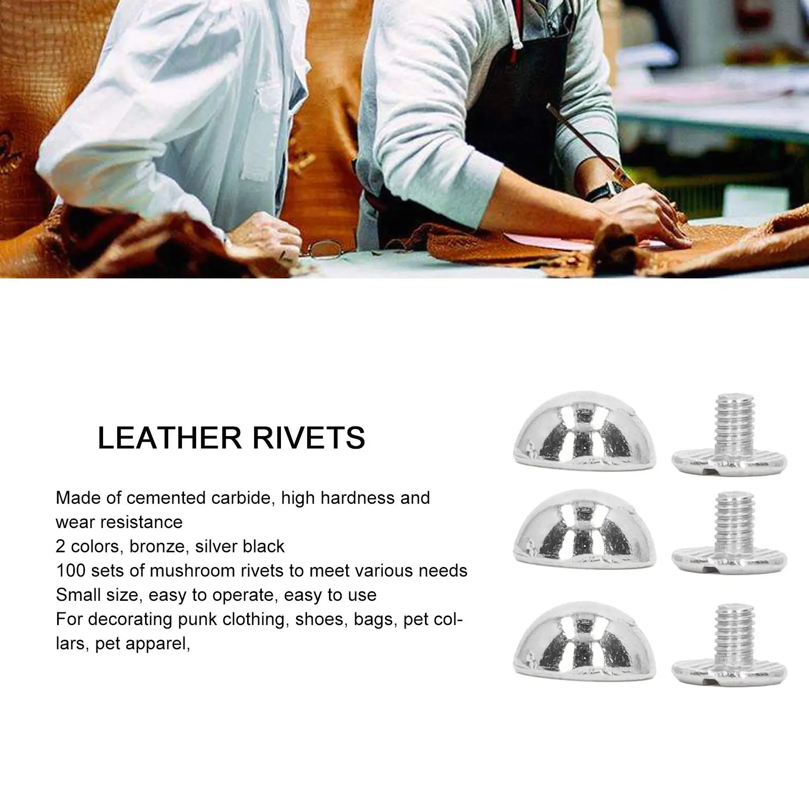 10 мм 100 комплектов серебряных грибных заклепок с круглой головкой, полукруглая застежка из гальванического сплава для сумок, обуви, рукоделия