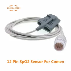 For Comen SpO2 Sensor Reusable 12 Pin Adult Pediatric Neonates Vet Clip Patient Monitoring C60 Star 8000 SAO2 Probe