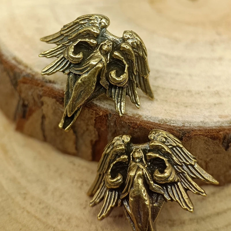 Six Winged Angel Seraph Brass Knife Beads EDC DIY Paracord Woven Bracelets Lanyard Pendants Accessories Outdoor Tool Hangings