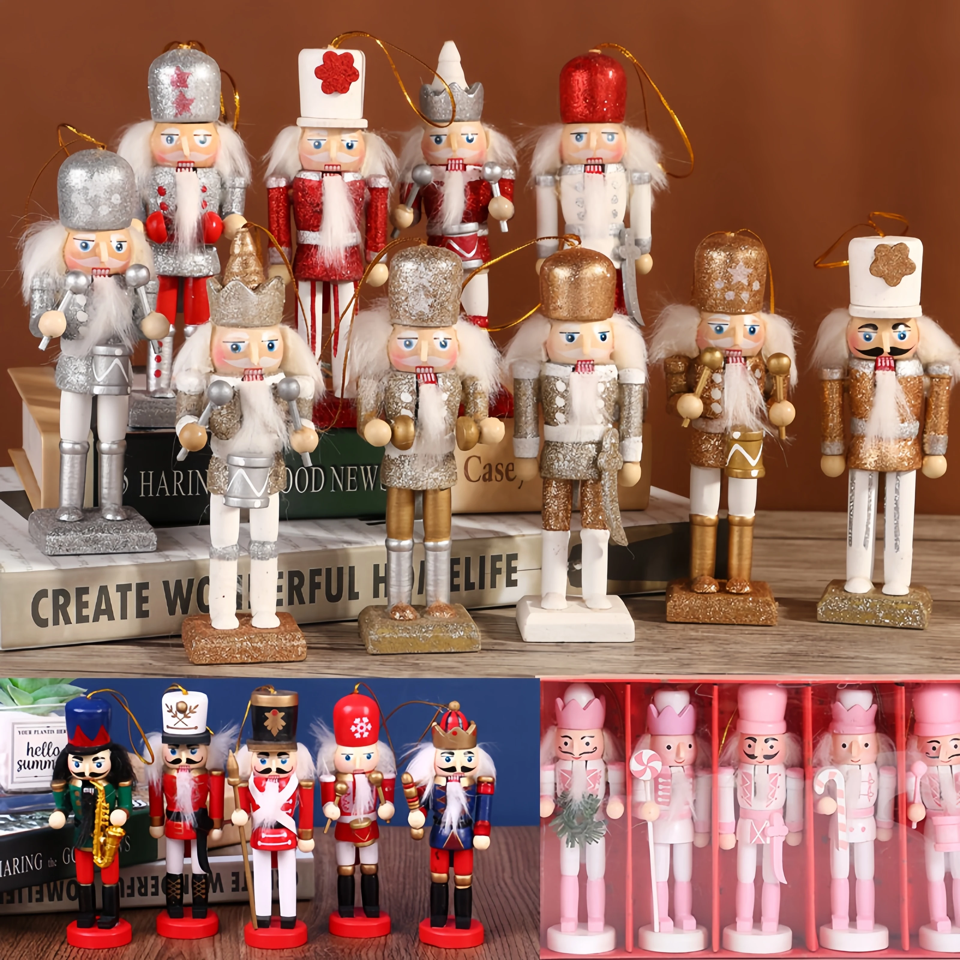 クリスマス・ナッツクラッカー人形オーナメント、カラフルな木製 - Nutcracker Figurine のレビューと価格