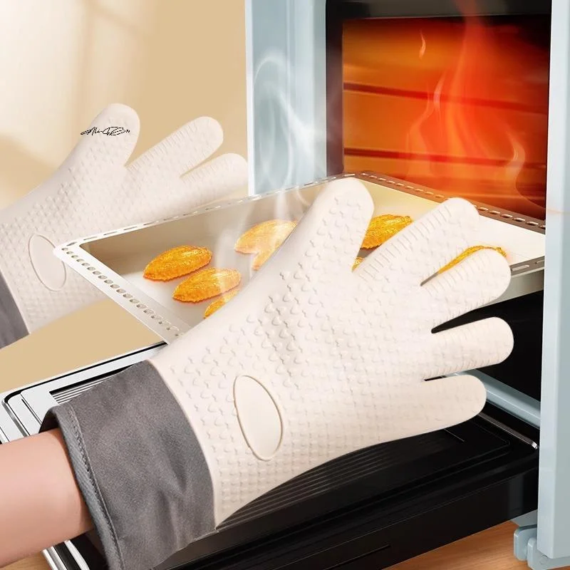 

1Pc Anti-Scald Thickened Silicone Gloves Heat Resistant for Microwave Oven Baking BBQ Anti-Slip Heat Insulation Mitts