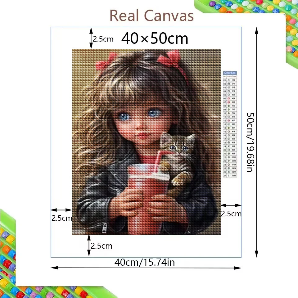 Diy 5D Diamond Painting Cute Girl Coffee Cat  Full Rhinestone Art Pet Animals Dog Mosaic Embroidery Kits Wall Decor