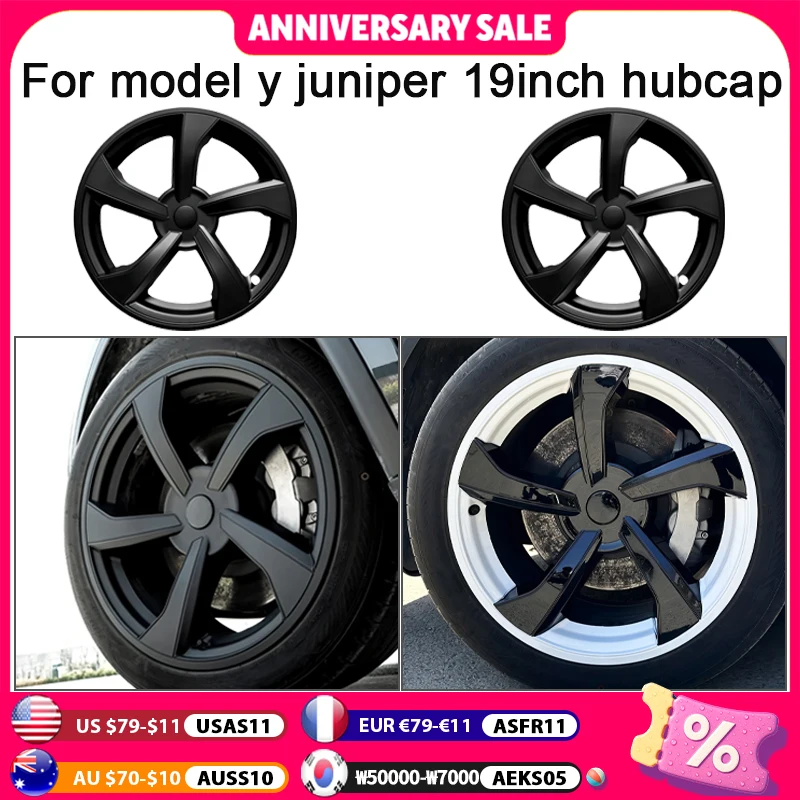 4PCS HubCap for Tesla Model Y Juniper 2025 Wheel Cap 19 Inch Replacement Automobile Hubcap Full Rim Car Accessories Wheel Cover
