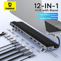 Baseus 12-in-1 USB C HUB with Laptop Stand HDMI DP 4K 60Hz Triple Display USB 3.2 3.0 Adapter with RJ45 SD TF PD 100W Type C Hub