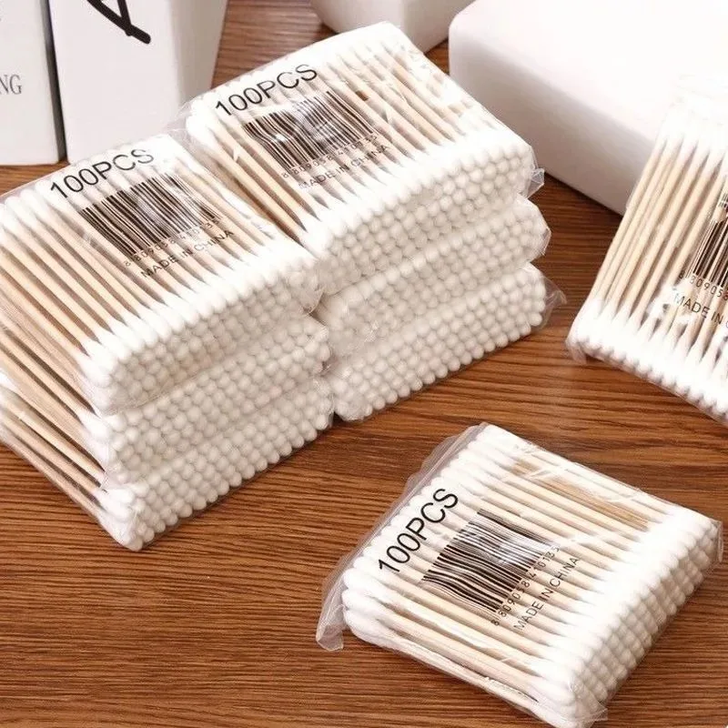 Wholesale 2000/1000pcs Unscented Cotton Makeup Swabs, Double-Headed Wooden Ear Cleaning Stick for Face Body