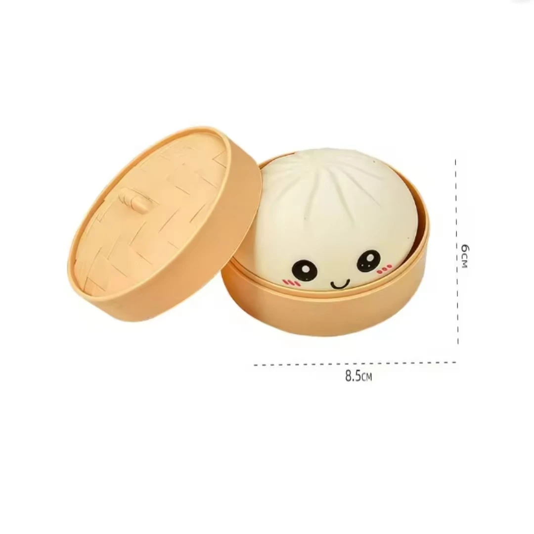 Simulatie Dumpling Squishy Rebound Zachte Knijp Stressbal Met Bamboe Stoommandje Anti-Stress Speelgoed Zintuiglijk Speelgoed Voor Creatief Cadeau
