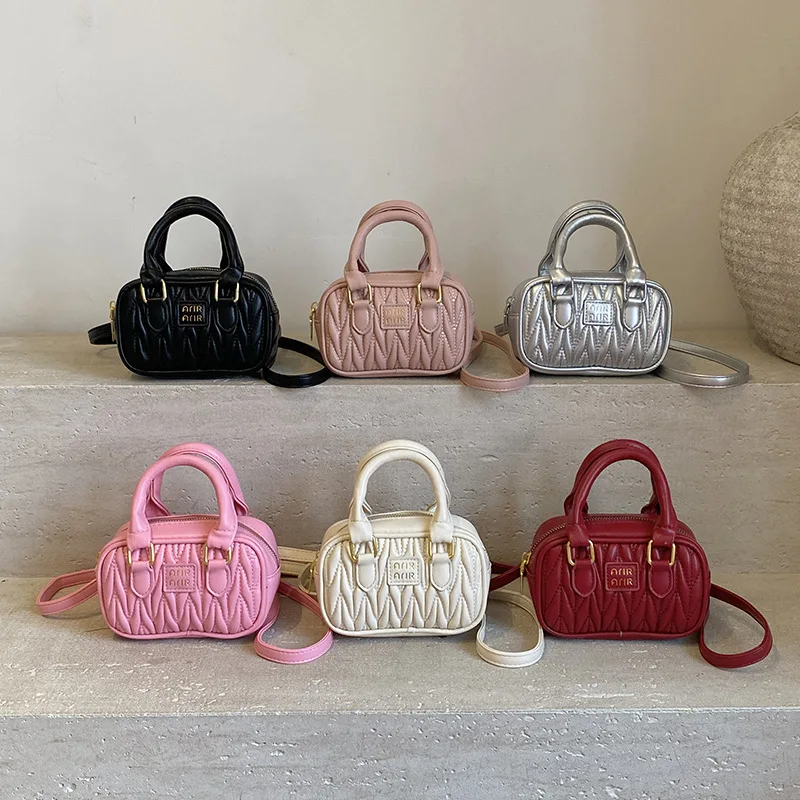 

2025 Minimalist Shoulder Bag, Solid Color Top Handle Purse for Women, Letter Print Kids Accessory Bag, Chic Day-to-Night Tote