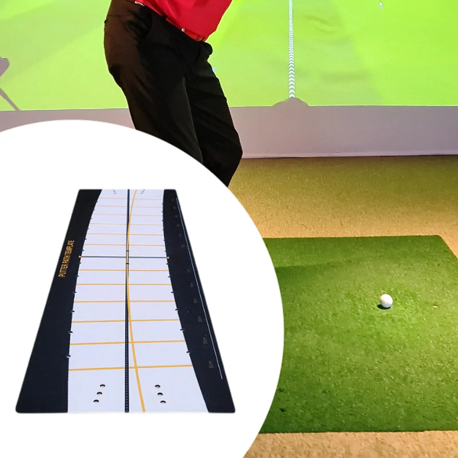 PU Golf Putting Mat Guide Pad Foldable Lightweight Practice Tool for Indoor Outdoor Backyard Office Golf Putting Training