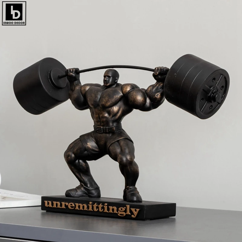 

Weightlifter Man of muscle Figurines Work Out Sculpture Desk Ornament Gym Decoration Hercules Statue Living Room Home Decor Gift