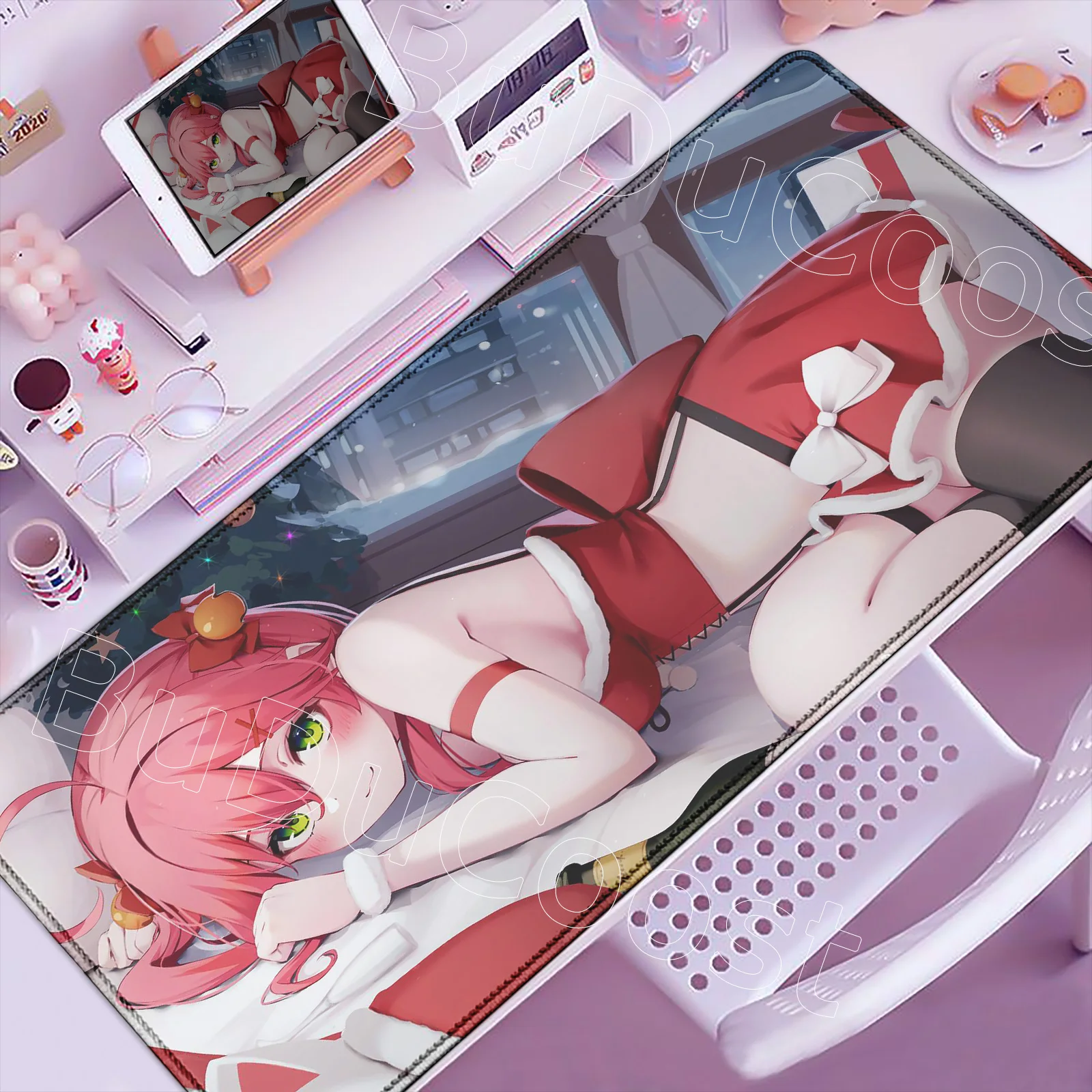 

Mouse Pad Computer Pink Flower Anime Mousepad Laptop Hololive Sakura Miko Keyboard Pad PC Kawaii Girl Gaming Desk Mouse Mat Gift