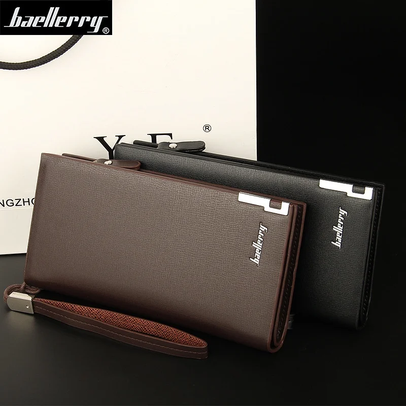 Personalized Engraved Name Men's Leather Long Wallet Zipper Clutch Style Multi-Card Compartments Card Holder Fashion Men's Purse