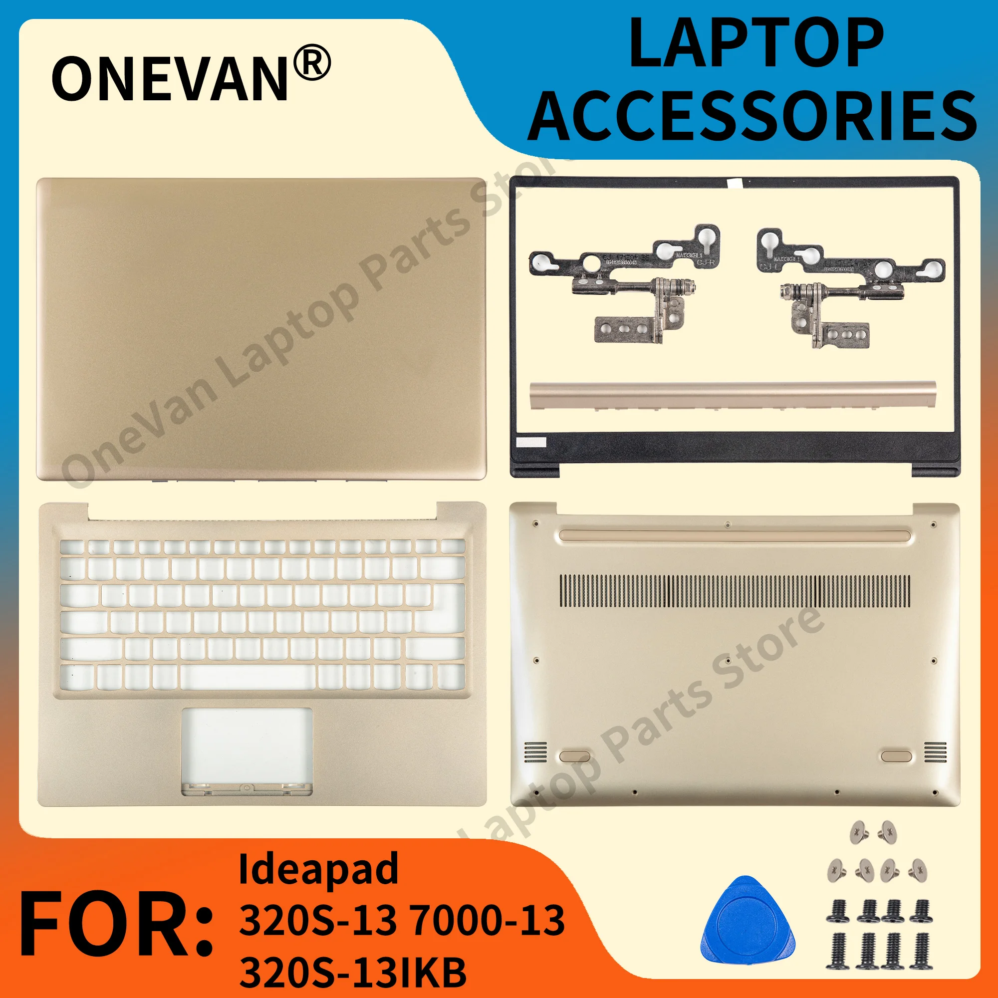 New Case For Lenovo Ideapad 320S-13 7000-13 320S-13IKB LCD Rear Lid Back Top Cover Front Bezel Palmrest Upper Bottom Case Gold