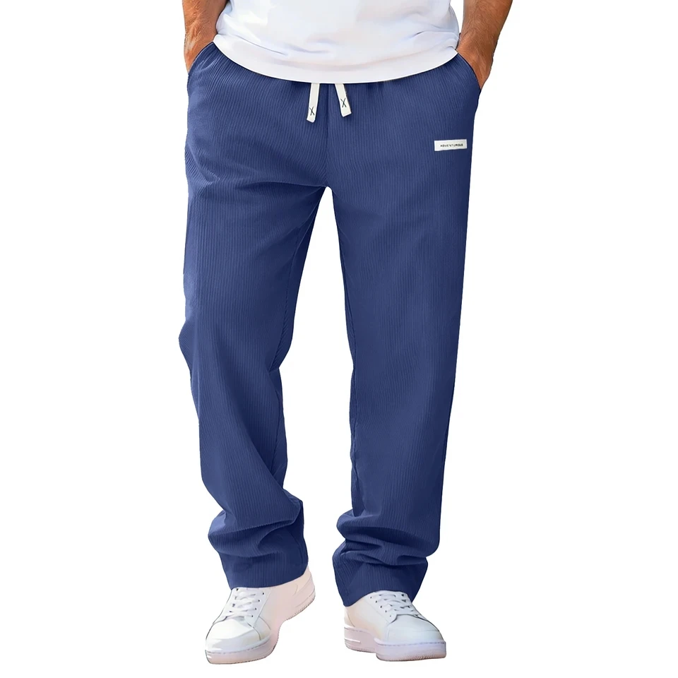 

Men Casual Pants Corduroy Trousers Loose Fit Vintage Baggy Pants Streetwear Solid Elastic Waist Drawstring Straight Sweatpants