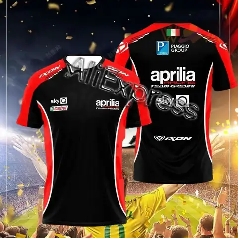 여름 2025 Aprilia 짧은 운동복 F1 랠리 3D 인쇄 통기성 빠른 건조 짧은 인기 남성 o 넥 캐주얼 티셔츠