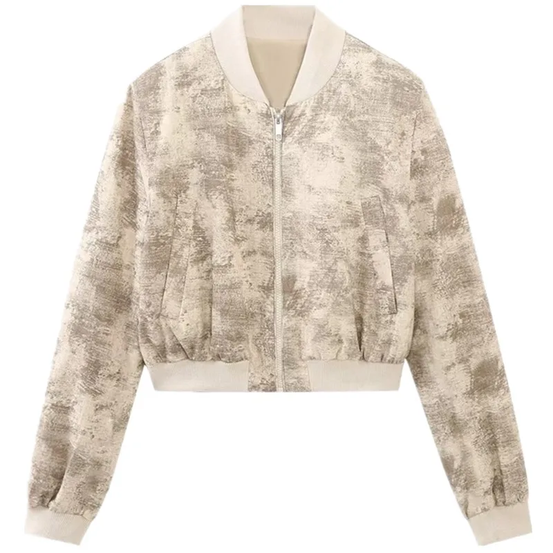

Spring New Women's ort Printed Pilot Jaet Coat Denim Material Commute Sle Pure Color ket Detail Other Material