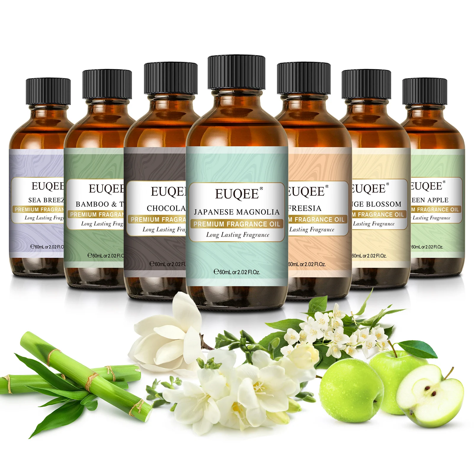 EUQEE 60ml Leather Coffee Coconut & Vanilla Strawberry Aromatherapy Oils Fragrance Oil For Diffuser, Candle Making,Humidifier
