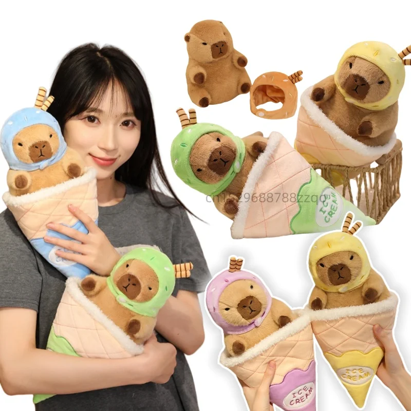 

Мультфильм «Счастливое лето», капибара, мороженое, плюшевые игрушки, креативная съемная шляпа с мороженым, игрушки, мягкая кукла, подарок для детей