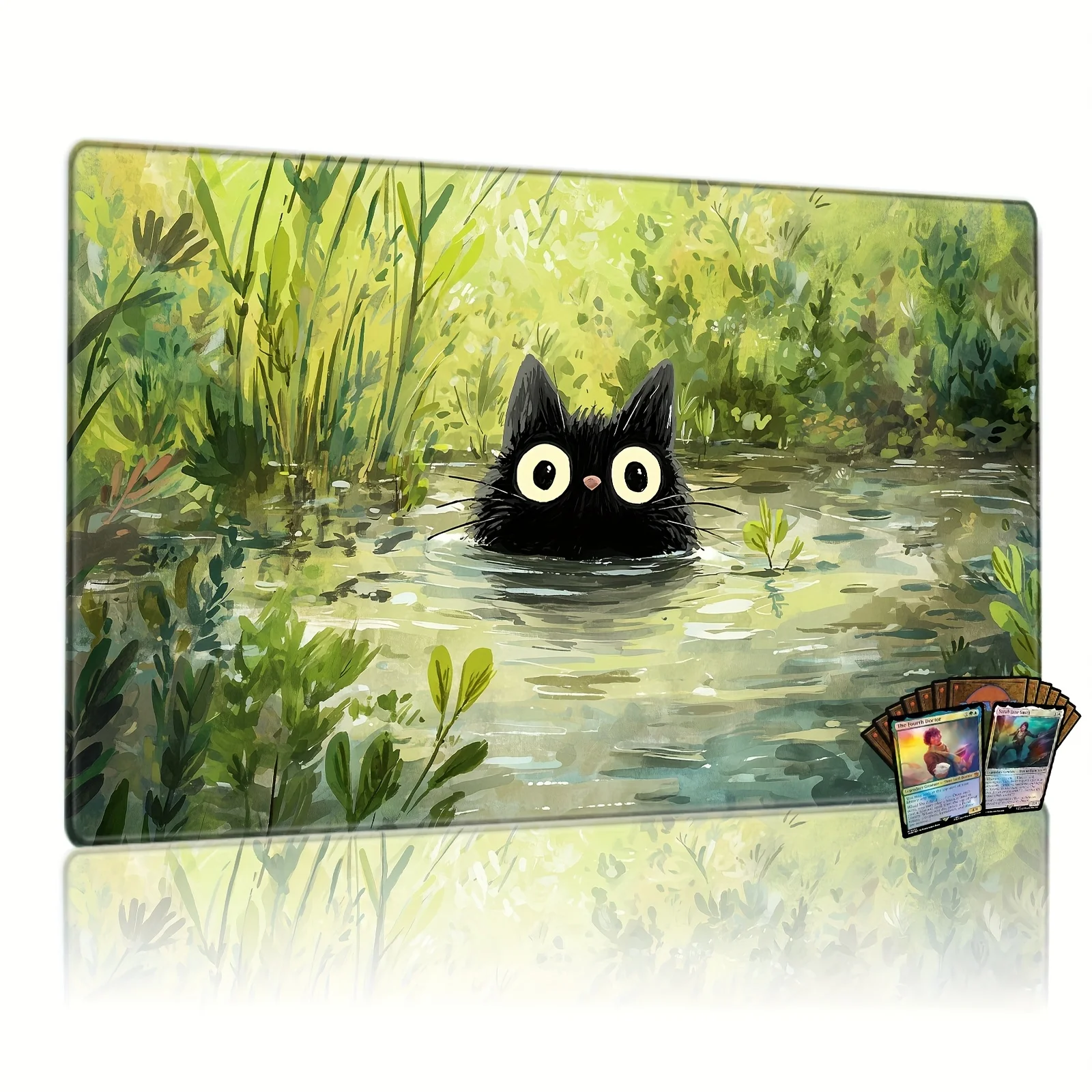 

Cute Black Cat Watercolor Design Mouse Pad Large Rubber Non-slip Desk Accessories Mousepad for Office & Gamer Keyboard Decor Mat