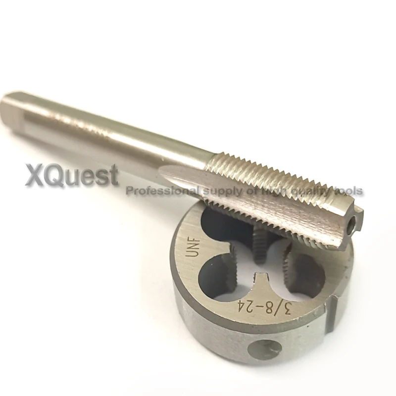 2pcs Unified Left Hand tap and die set UNC3/8 3/8 UNC3/8-16 UNC LH Fine screw thread taps round dies UNF3/8 UNF 3/8-24