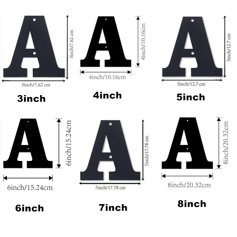 

3 to 7inch 1pcs Home metal way letter number sign house Plaques door black numbers hanging letters deco plates signs
