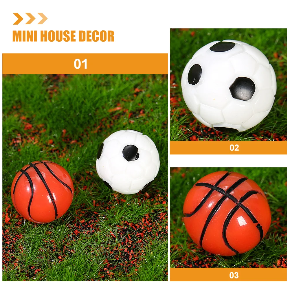 10 Pcs Soccer Ball Micro Landscape Ornaments Small House Decor Sports Basketballs Bonsai Layout Miniature