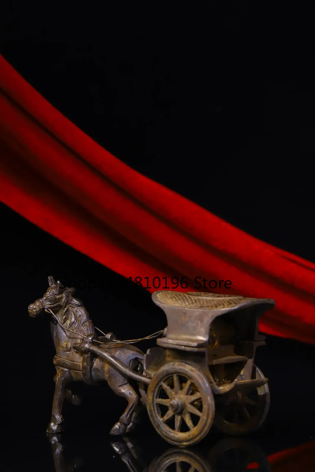Bronze Cinnabar Horse-Drawn Chariot Gather wealth Office Ornaments Town House