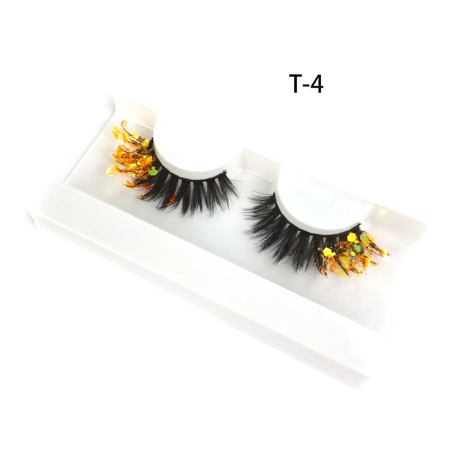 Color Luminous 3D False Eyelashes Glitter Sequins Thick and Exaggerated European and American Eyelashes Stage Makeup