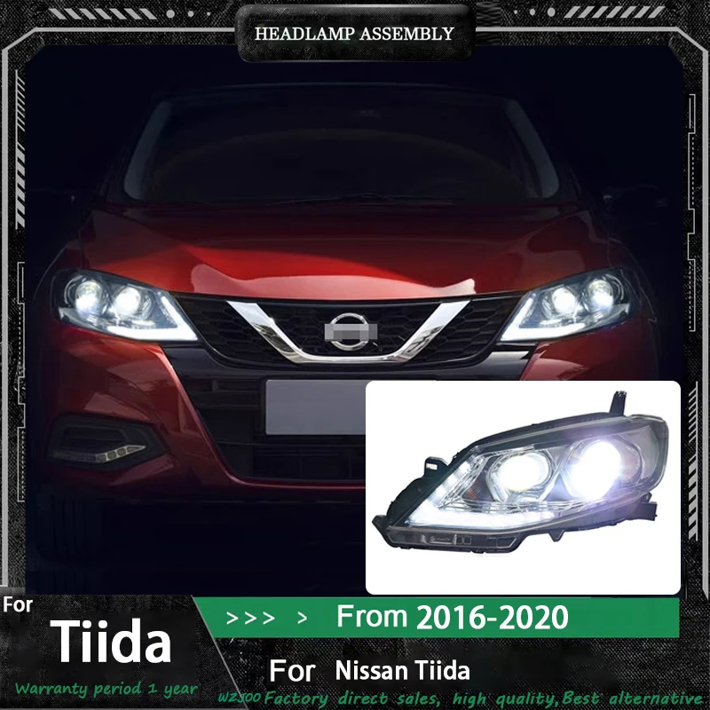 

Car Styling for Nissan Tiida Headlights 2016 2017 2018 2019 2020 Tiida Head Lamp DRL Turn Signal Low High Beam Projector Lens