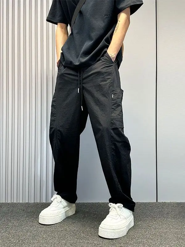

New 2026 Men's Casual Straight Leg Pants Loose Fit Multiple kets Pure Color Spring Faion Workwear Sle Bla Long Trousers